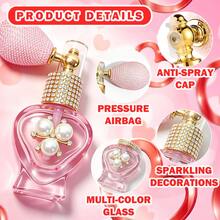 1pc Pink Heart-Shaped Refillable Glass Bottle, Transparent Small Travel Perfume Empty Bottle, High-End Portable Glass Bottle, Travel Essential, Christmas Gift, Party Favor - Multicolor - View 2