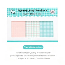Bộ 3 tờ ghi chú dán phối kẻ caro mới, dòng Romantic, dùng trang trí sổ planner, giấy memo cơ bản - Một cỡ - Xem 17