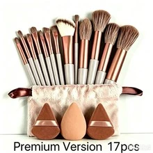 15pcs Professional Makeup Brush Set, Soft Bristles, Eyeshadow, Foundation, Blush Brushes, Includes 2 Brown Makeup Sponges, Suitable For All Skin Care Needs, Beginner And Professional Use, Perfect Gift For Birthday And Celebration - Multicolor - View 13