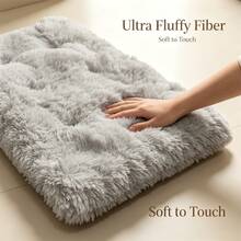 Plush Rectangular Pet Bed With Raised Rim, Dog Bed, Cat Bed, Soft Warm Long-Fur Sleeping Mat For Cats And Dogs, Cozy Indoor Cushion In Multiple Sizes - Khaki - View 6