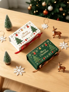 3pcs Christmas Exquisite Small Gift Boxes, Empty Candy Chocolate Storage Boxes, Xmas Tree Decor Gift Packaging Box For Christmas Eve, Holiday Party Favors, Souvenir Present Containers - Multicolor - View 4