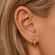 1PC ASTM F136 Titanium Gothic Punk Snake Flat Back Studs Threadless Internal Thread Nose Ring Cartilage Helix Conch - Threadless - View 1