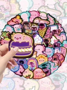 50 buah Stiker Salamander Neon, Stiker Vinyl Tahan Air, Cocok untuk Sepeda, Sepatu Roda, Botol Minum, Helm, Rak Sepeda, Tas Belakang, Skateboard, Mobil - MultiWarna - View 4