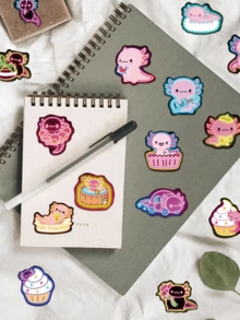 50 buah Stiker Salamander Neon, Stiker Vinyl Tahan Air, Cocok untuk Sepeda, Sepatu Roda, Botol Minum, Helm, Rak Sepeda, Tas Belakang, Skateboard, Mobil - MultiWarna - View 8