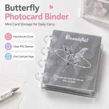 1pc Butterfly Acrylic Loose-Leaf Small Card Album, Korean Style Compact Waterproof Hard Shell, Suitable For Idol Fans To Store Celebrity Photocards And Polaroids - A5 - View 3