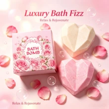 Set 2 Bom Mandi Berbentuk Hati Geometris, Kotak Hadiah Mandi Aromaterapi, Menenangkan Tubuh dan Pikiran, Nikmati Mandi Busa Kelas SPA, Cocok untuk Penggunaan Sehari-hari di Rumah bagi Wanita - Kotak hadiah berbentuk hati bersudut berwarna merah muda dan putih. - View 4