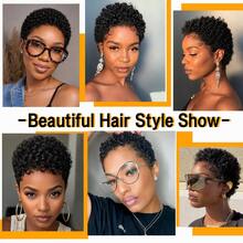 Wear And Go Glue-Free Short Pixie Cut Human Hair Wig, 5 Seconds Quick Wear, Short Bob Curly Hair With Bangs, 150% Density, Natural Black, Breathable Cap, Fully Machine Woven Without Lace, Suitable For Beginners - Natural Black - View 7