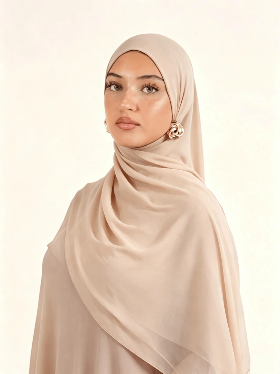 1pc Solid Color Basic Headscarf, Middle Eastern Style, Made Of Breathable Chiffon Fabric, Lightweight And Comfortable, Suitable For Long-Term Wear, Suitable For All Seasons