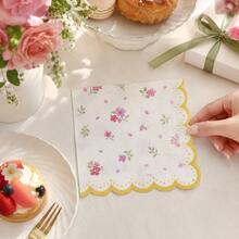 10/24/40pcs Small Flower Wavy Edge Party Napkins, 6.5 Inch Double Layer Thick Cocktail Napkins, Suitable For Weddings, Birthday Parties, Girls' Gatherings And Afternoon Tea - Ditsy Floral - View 5