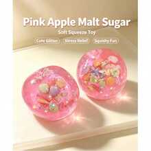 1PC Transparent Glitter Sphere Squishy Toy, Star & Shell Filled Soft Squeeze Fidget Toy, Cute Desktop Stress-Relief Ornament - Multicolor - View 2