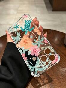 手機殼 - 這款透明手機殼採用全螢幕設計，海龜與花卉圖案手機殼兼容 Apple 18/18 Pro/18 Pro Max/17/17/17promax/11/12/13/14/15/16/17/Air/Pro/Pro Max/Plus。它提供防摔與防刮保護。 - 彩色 - 查看 4