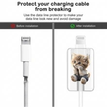 4入可愛貓咪造型線材保護夾,適用於 Apple iOS 手機充電線、數據線,防斷裂保護套,線材配件 - 托腮貓+書包貓組合 - 查看 7