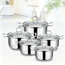 5PCS Induction Cookware Set, Non-Stick Stainless Steel Pots And Pans With Lids Included - Silver - View 3