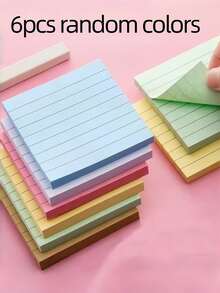 6pcs/3pcs/1pc Kertas Tempel Bergaris, Bantalan Memo Bergaris Perekat Warna Morandi, Bantalan Catatan Bergaris Persegi, Cocok Untuk Memo, Perencana, Kantor, Sekolah, Alat Tulis Belajar di Rumah - A - View 12