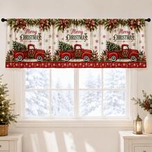 Christmas Window Valance Short Curtain, Merry Christmas Red Truck, Nutcracker, Snowman, Gingerbread Man, Santa Claus Print Short Window Curtain, Suitable For Kitchen, Bathroom, Living Room Window Holiday Home Decor - Multicolor - View 7