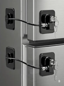 3 Pcs Child Safety Refrigerator Lock With Key, No Drill Easy Install Multi-Purpose Home Security Lock For Fridge Freezer Cabinet Drawer Wardrobe Window Oven Toilet Microwave Sliding Door Cupboard, Baby Proofing Lock Set, Christmas Shopping Gift - Multicolor - View 2