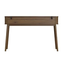 Mid-Century Console Style, Vintage Console With Drawers And Open Shelf, Modern Coffee Table/Desk, Suitable For Living Room, Entryway, And Hallway, Walnut Finish (Chairs Not Included) - Walnut - View 7