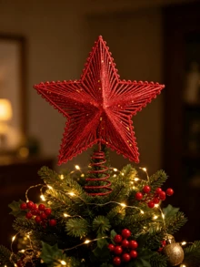 1pc Christmas Tree Star Topper, Glitter Christmas Star Tree Decoration, 3D Shatterproof Bethlehem Star Tree Topper, Waterproof Christmas Star Ornament Tree Topper, Suitable For Holiday Home Outdoor Indoor - Tree Topper - View 6