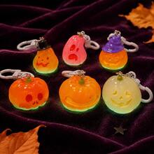 Glow-In-The-Dark Halloween Pumpkin & Ghost Keychain, Translucent 3D Spooky Pendant For Backpack, Handbag, Keys, Party Favor & Holiday Gift - Glow-in-the-dark Charm - View 1