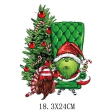 Panini Festive Grinch Xmas Iron‑On Heat Transfer Prints,Multi‑Pattern Heat Transfer Stickers For Garment Fabric DIY Handmade Decoration - Multicolor - View 20