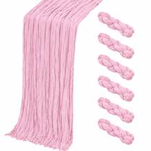 10pcs Light Pink Cheesecloth Table Runner, Bohemian Rustic Style Semi-Transparent Crinkled Gauze, Wedding Reception, Bridal Shower, Baby Shower, Birthday Party, Engagement, Christmas, Holiday Dinner And Farmhouse Style Table Centerpiece Decor - D-Light Pink - View 36