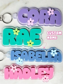 Backpack Name Tag Pendant, Lunch Bag Charm, Girls Backpack Name Tag, Kindergarten Keychain, Diaper Bag Tag, Letter Style, Colorful Cute, Personalized Custom, Halloween Edition, Christmas Gift, Wedding Use, Suitable For Teenagers, Birthday Gift, Custom 3D Letter Keychain - Daisy Flower Names - View 2