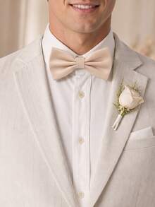 1pc Men's Fashion Solid Color Encrypted Bowknot - Beige - View 2