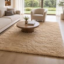 Tapete Felpudo 2,00x1,50m Macio e Peludo Antiderrapante para Sala Quarto Decoração Confortável - Bege - Visão 1