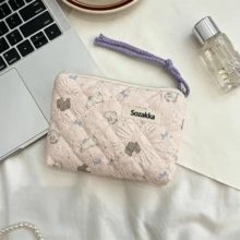 Floral Coin Purse, Portable Travel Lipstick Bag, Cosmetic Storage Bag Card Holder, Sweet Strawberry Clutch Bag - Multicolor - View 24