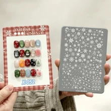 1pc Metal Silver Christmas Snowflake Nail Art Stamping Plate, Printed Transfer Template, Pattern Engraved Steel Plate, Nail Art Pattern Transfer, Fingertip Pattern Creation, Christmas Holiday Nail Art Making, Back To School Fingertip Decoration Creation, School Season Nail Art Pattern DIY, Fingertip Pattern Tracing, Creative Nail Art Pattern Output - Multicolor - View 4