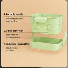 2pcs Foldable Kitchen Colander Basket, Kitchen Storage Organizer, Home Sink Extendable Hanging Rack, Filter Hanging Basket, Kitchen Sink Storage, Sponge Holder - Multicolor - View 5