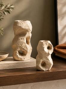 1pc Faux Jade Resin Vase, Asymmetrical Hollow Abstract Sculpture, Textured Dried Flower Vase, Suitable For Living Room, Shelf, Entryway And Tabletop Decoration, Modern Organic Home Decor, Housewarming Gift - Multiple Styles - View 6