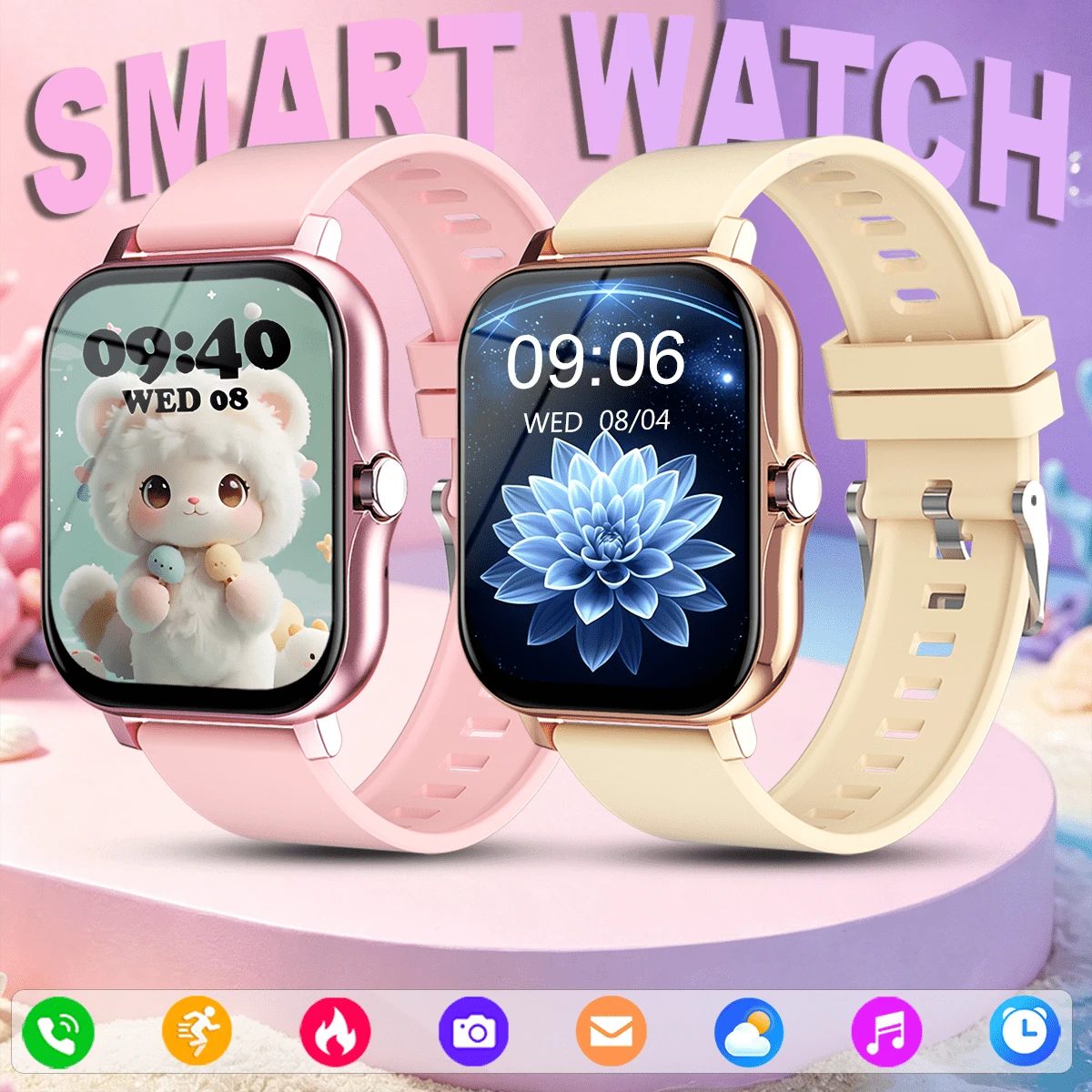 QAGSFLC 1pc Fashionable Sports Smart Watch, Wireless Calling; Watch Wallpaper; Sports Mode, Stopwatch, Calculator, Music Control, Remote Camera, Alarm Reminder, Selected Gift, Suitable As Friend's Gift, Holiday Gift