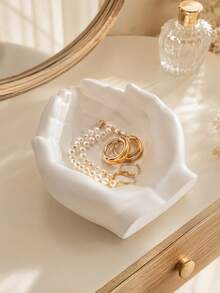Resin Open Hands Decorative Tray Sculpture, Modern Art Hand‑Shaped Catchall Dish For Entryway Table, Nightstand, Vanity, Perfect Home Decor For Jewelry Key Storage & Housewarming Gift - Multicolor - View 4