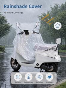 Electric Scooter Rain Cover, Waterproof Front Handlebar Cover With Rearview Mirror Sleeves And Clear Dashboard Window, Optional Seat Cover, Moped & Electric Bike Rain Protector For Daily Commuting, Outdoor Riding, 6 Style Options - A - View 7