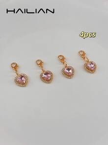 Sweet Heart‑Shaped Multicolor Crystal Charms Multi‑Set, Removable Bag Pendant Ornaments, DIY Jewelry Accessories For Purse Decoration - Multicolor - View 15