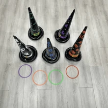 1 Set Inflatable Witch Hat Halloween Ring Toss Game Set - Perfect Choice For Indoor/Outdoor Party, Inflatable Ring Toss Game Toy, Perfect Choice For Family Party Games, Halloween, Christmas Gift - Multicolor - View 6