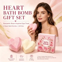 Set 2 Bom Mandi Berbentuk Hati Geometris, Kotak Hadiah Mandi Aromaterapi, Menenangkan Tubuh dan Pikiran, Nikmati Mandi Busa Kelas SPA, Cocok untuk Penggunaan Sehari-hari di Rumah bagi Wanita - Kotak hadiah berbentuk hati bersudut berwarna merah muda dan putih. - View 5