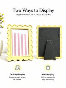 1pc Cute Wavy Edge Decorative Photo Frame, Fan-Shaped Edge Desktop & Wall Display Photo Holder, Art Picture Frame, Aesthetic Room Decor, Bookshelf Decor, Vanity Decor, Graduation Gift, Wedding Gift, Dorm Decor, Summer Home Accent - Multicolor - View 10