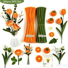 201pcs Fluffy Stem Handmade Set, Includes 200 Flexible Iron Wire Stems And 1 Greeting Card, Suitable For DIY Handmade Flowers, Doll Making, Holiday Decoration, Art Projects, Home Crafts, Party Decoration, Craft Supplies For Hobbyists - 201 Pcs - View 18