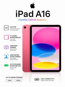 Apple Tablet IPad (11th Generation) 2025 New Liquid Retina Display 12 Million Rear Camera With USB-C Interface 11 Inches WLAN Version A16 Chip Pink - Pink - View 1