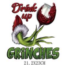 Panini Festive Grinch Xmas Iron‑On Heat Transfer Prints,Multi‑Pattern Heat Transfer Stickers For Garment Fabric DIY Handmade Decoration - Multicolor - View 6