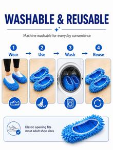 Ultra-Fine Fiber Household Cleaning Mop, Slipper-Style Floor Cleaning Tool, Soft Washable Reusable Shoe Covers - Multiple Styles and Colors - View 9