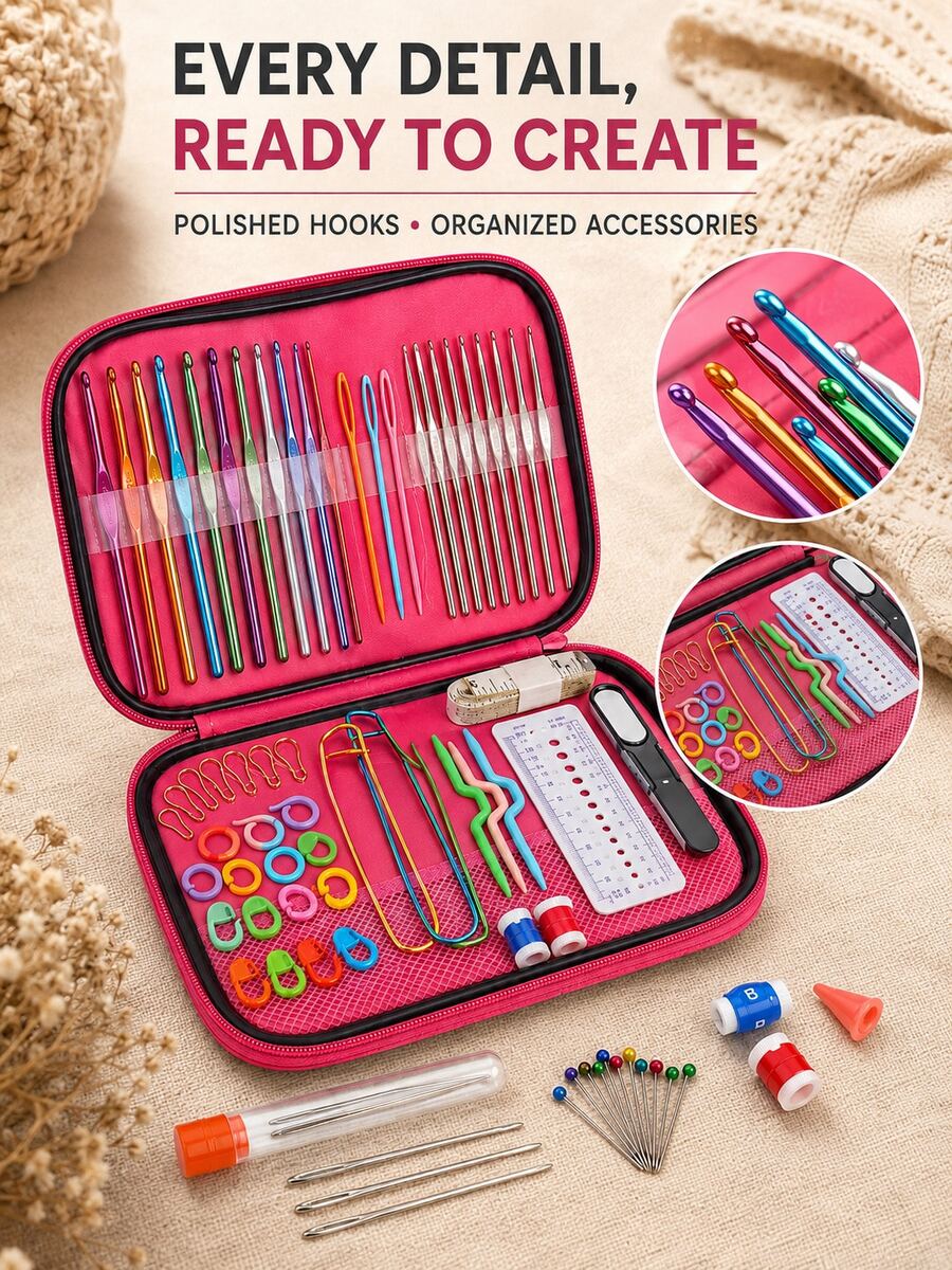 Complete Crochet Set With Storage Box, 100pcs Colorful Crochet Hooks Set, DIY Knitting Craft Supplies For Beginners, Portable Handmade Tool Storage Box, For Making Sweaters, Scarves, Blankets - Crochet Kit - View 1