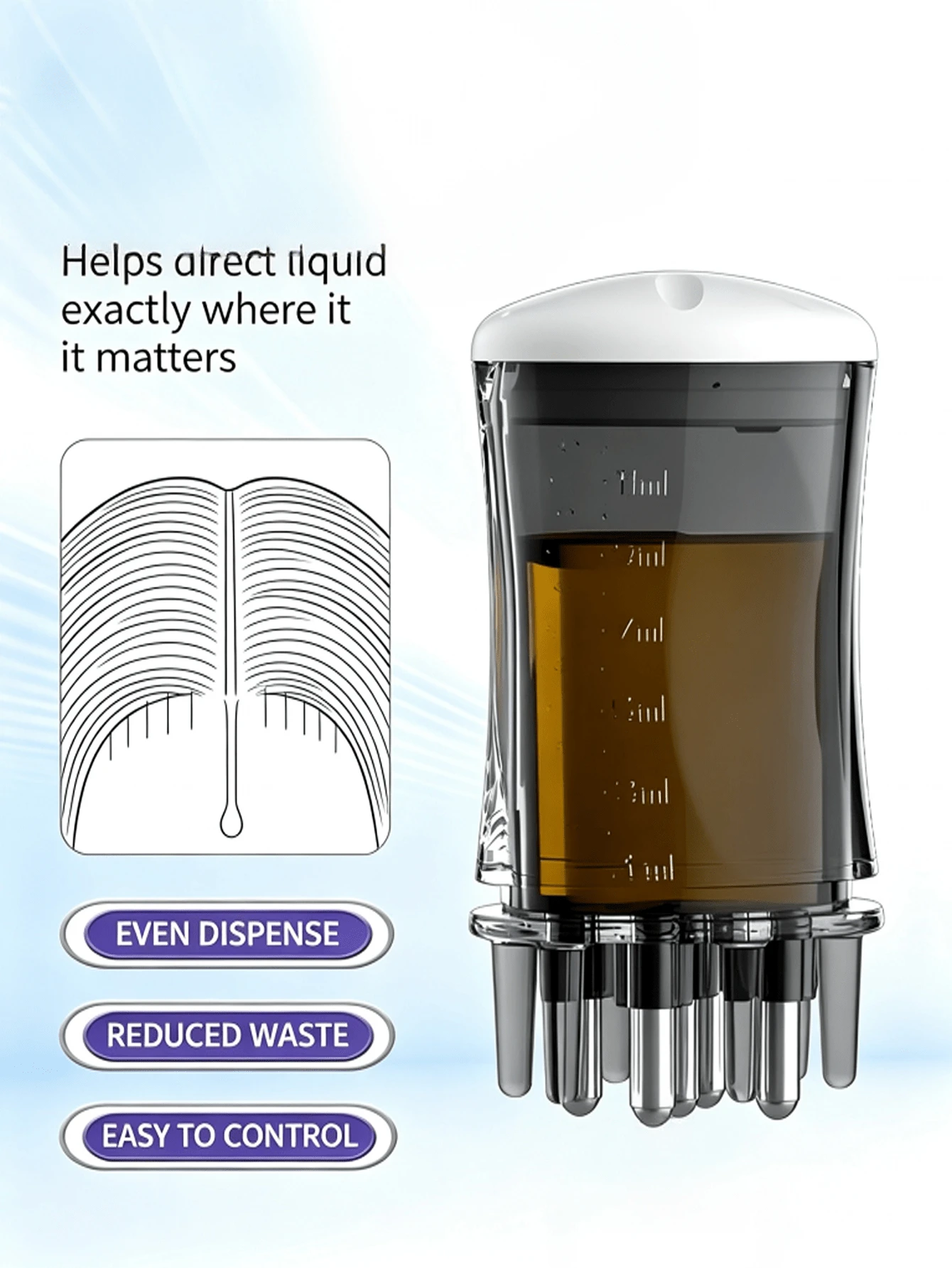 11ml Liquid Guide Comb, Scalp Liquid Massage Comb, Roller-Type Essence Injector, Portable Press-Style Scalp Care Tool, Scalp Medication Applicator, Hair Liquid Guide Comb, Essential Oil Roller Applicator, Portable Scalp Roller