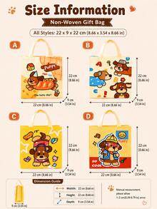 1/4/8/12pcs Cute Puppy Print Nonwoven Tote Gift Bag Available In 4 Styles Colorful Cartoon Dog Theme Carry Bag With Soft Handles Lightweight Roomy Design For Birthday Party Favors Holiday Treats Shopping Gift Wrapping, Reusable Bags - Puppy - View 5
