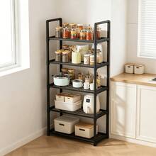 Multi-Layer Kitchen Storage Rack, Thickened Reinforced Steel Tube With Strong Load-Bearing Capacity, Portable Handle Design, Microwave Oven Countertop Shelf, Hollow Drainage Layer Rack, Cookware & Seasoning Storage Organizer, Kitchen Countertop Tidy Storage Shelf - Multicolor - View 8