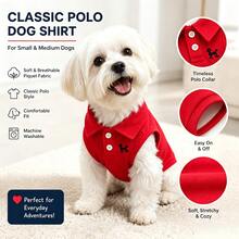 Red Pet Polo Shirt, Breathable Pearl Fabric, Suitable For Poodle And Bichon Frise, Soft And Comfortable, Suitable For Spring, Summer, Autumn Outdoor Or Beach Wear - Multicolor - View 6