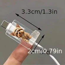4pcs Cute Dog Cable Protector Clips Compatible With Apple IOS Phone Charging Cable, Data Cable Anti-Breakage Protective Sleeve, Cable Accessories - Yorkie + French Bulldog Milk Tea Hoodie Set - View 9
