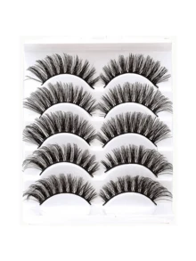 5 Pairs False Eyelash Cluster Set, Curly Soft Single Cluster False Eyelashes, Lightweight Comfortable Reusable, 3D Faux Mink Furry Texture DIY Cluster False Eyelashes, Suitable For Daily Eye Makeup - Black - View 7